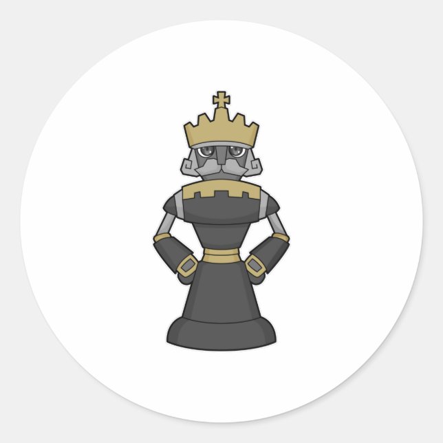 Sticker Rond Échecs King Crown Chess (Devant)