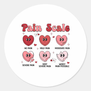 Sticker Rond Échelle de douleur rétro Coeur Trauma infirmière V