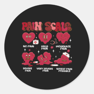 Sticker Rond Échelle de douleur rétro traumatisme cardiaque inf