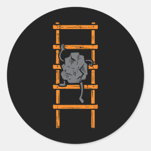 Sticker Rond Échelle d'escalade de rocher grimpeur drôle Boulde