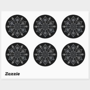 Sticker Rond Échelle grise Mandala Dot Art Modèle