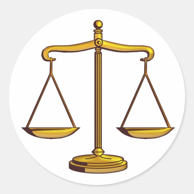 Sticker Rond Échelles classiques de justice | Bureau du droit (Devant)