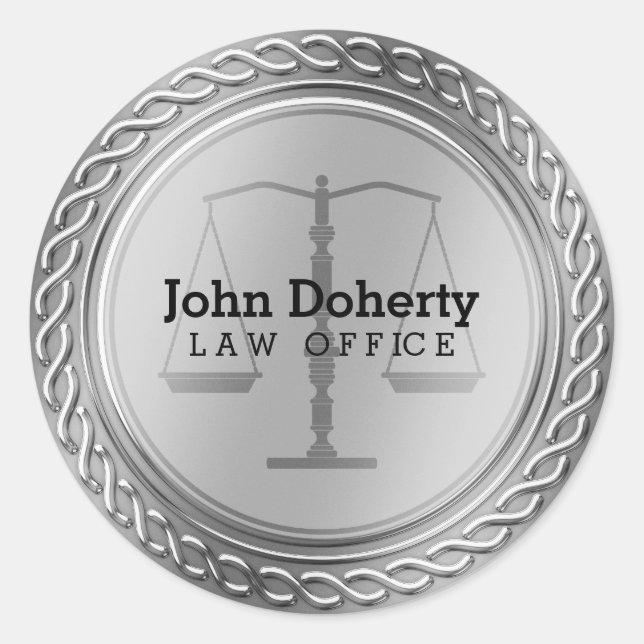 Sticker Rond Échelles élégantes personnalisables de justice (Devant)