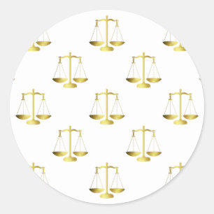 Sticker Rond Échelles or de la justice sur le Motif de répétiti