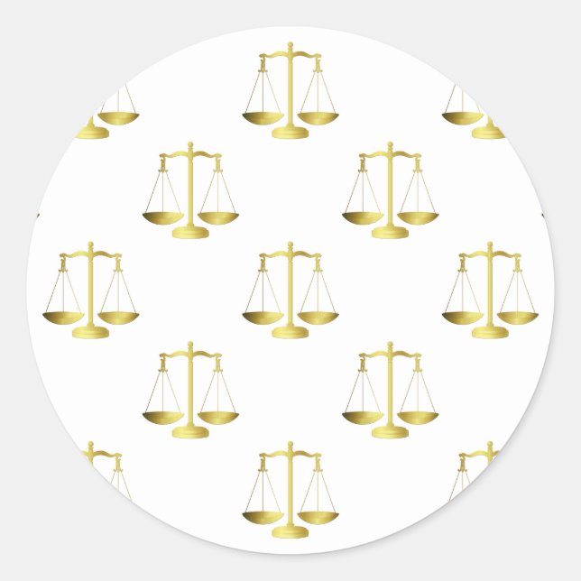 Sticker Rond Échelles or de la justice sur le Motif de répétiti (Devant)