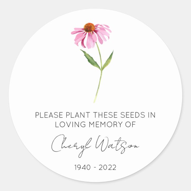 Sticker Rond Echinacea | Simple pochette de graines de souvenir (Devant)