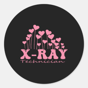 Sticker Rond Échographiste Valentine Hearts Technicien en radio