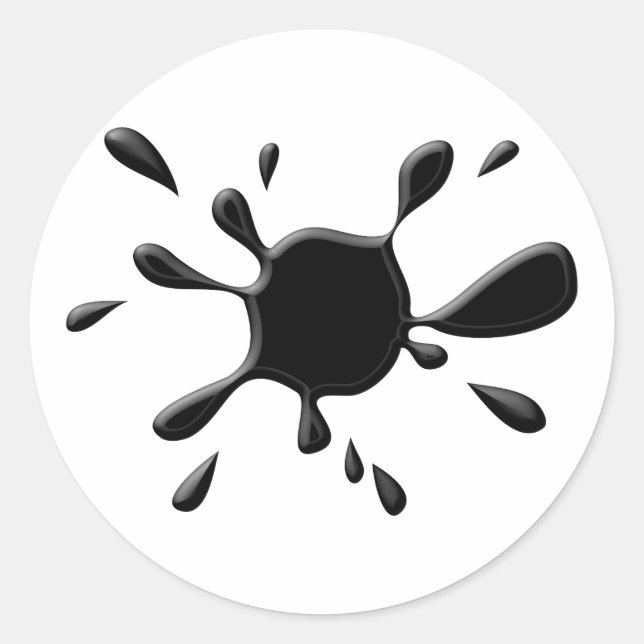 Sticker Rond Éclaboussure noire de peinture (Devant)