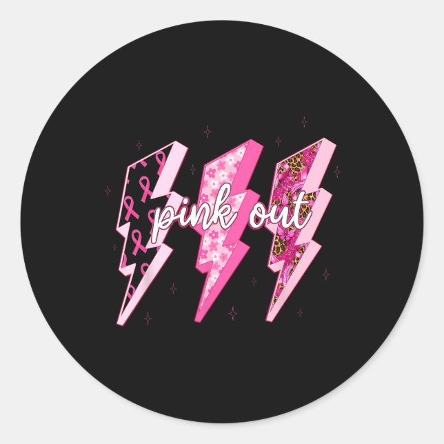 Sticker Rond Éclair Ruban rose Éclair cancer du sein Maman G (Devant)