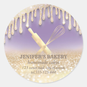 Sticker Rond Éclairage brillant rouleau pin & whisky chef boula