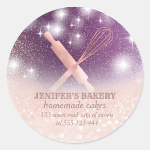 Sticker Rond Éclairage brillant rouleau pin & whisky chef boula