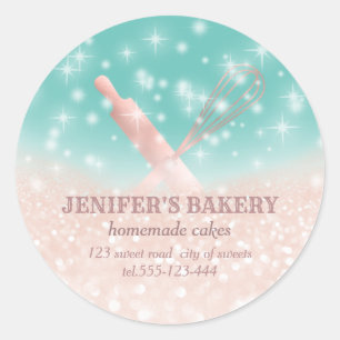 Sticker Rond Éclairage brillant rouleau pin & whisky chef boula