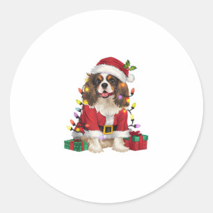 Sticker Rond Éclairage de Noël Cavalier roi Charles Spaniel Chi