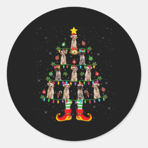 Sticker Rond Éclairage des Fêtes de Noël Brittany Spaniel Chien
