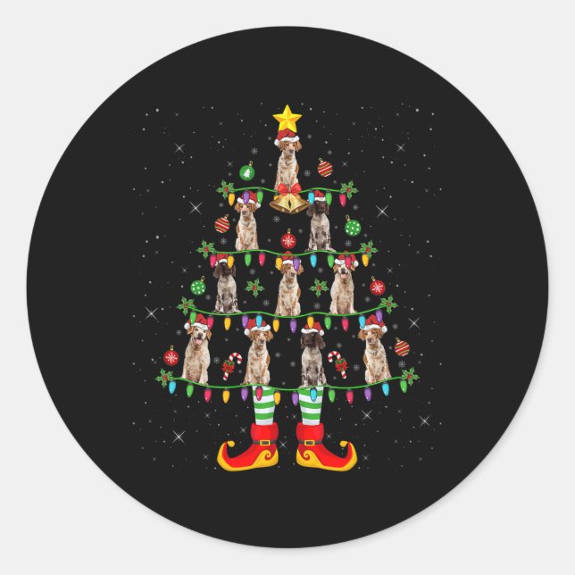 Sticker Rond Éclairage des Fêtes de Noël Brittany Spaniel Chien (Devant)