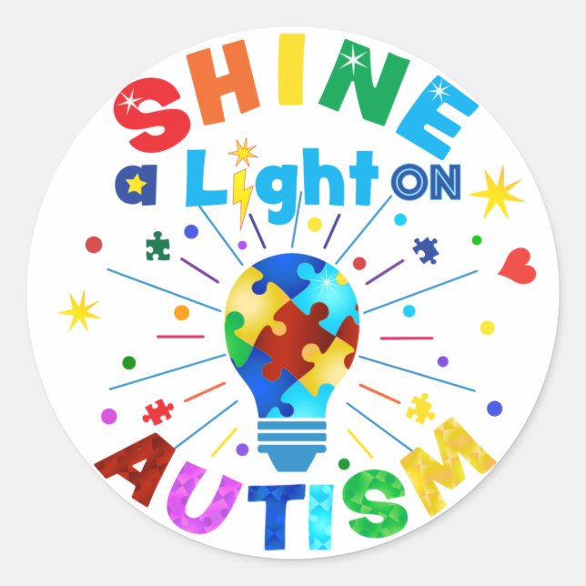 Sticker Rond ÉCLAIREZ une lumière sur AUTISM (Devant)