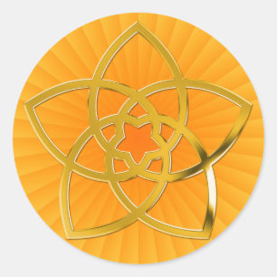 Sticker Rond Éclat jaune de fleur/OR de Vénus de symbole