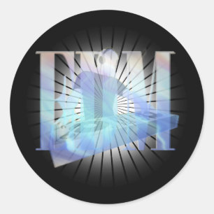 STICKER ROND ÉCLATANT BLEU ÉLECTRIQUE EDM CHAUD !!!