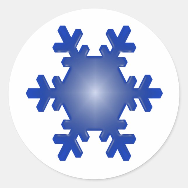 Sticker Rond Éclatement du flocon de neige bleu sur blanc (Devant)