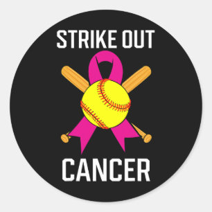 Sticker Rond Éclater le cancer Softball Ball rose Ruban Jeu C