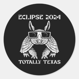 Sticker Rond Eclipse 2024 Totalité Texas Armadillo Hommes Femme