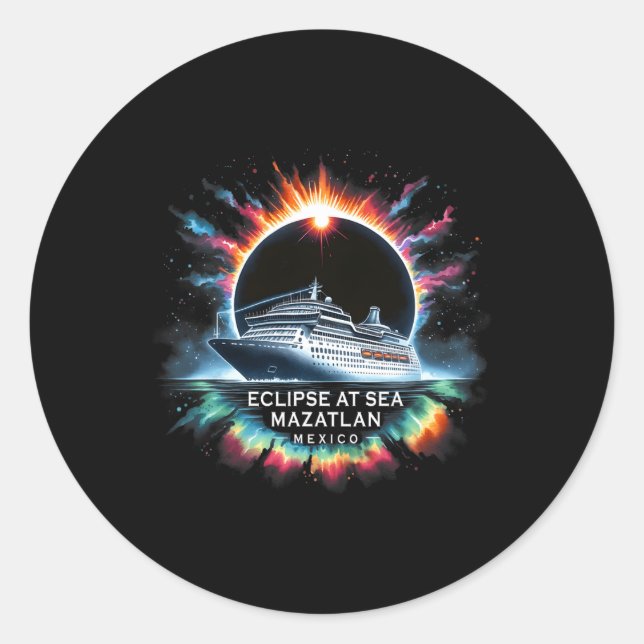 Sticker Rond Eclipse En Mer Mazatlan Mexique Total Éclipse Sola (Devant)