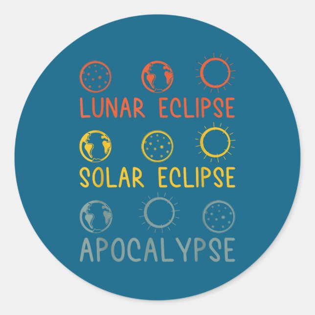 Sticker Rond Éclipse Lunaire Solaire Apocalypse Céleste (Devant)
