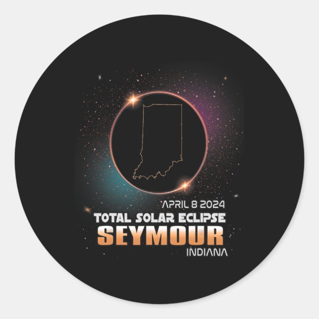 Sticker Rond Eclipse Seymour Indiana Total Solar Eclipse 2024 (Devant)