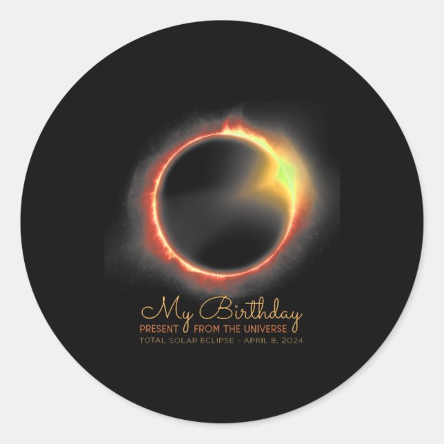 Sticker Rond Éclipse solaire 2024 8 avril Total Éclipse (Devant)