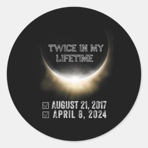 Sticker Rond Éclipse Solaire 2024 Deux Fois Dans Mon Écli Solai