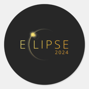 Sticker Rond Éclipse solaire 2024 Éclipse solaire totale 4.08.2