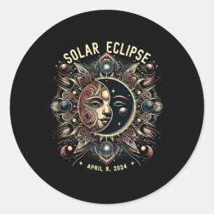 Sticker Rond Éclipse solaire 2024 Éclipse solaire totale 4.08.2