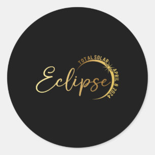 Sticker Rond Éclipse solaire 2024 Éclipse solaire totale 4.08.2