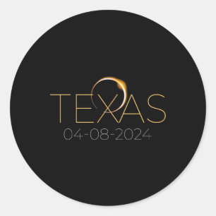 Sticker Rond Éclipse solaire 2024 État Texas Total Éclipse sola