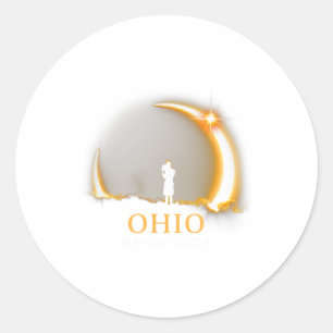 Sticker Rond Éclipse solaire 2024 Ohio Total Éclipse solaire 1