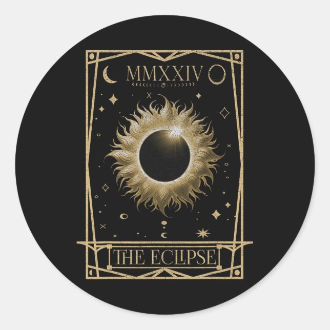 Sticker Rond Éclipse solaire 2024 Total Eclipse Astronomie Taro (Devant)