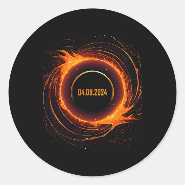 Sticker Rond Éclipse solaire 2024 Total Éclipse solaire (Devant)
