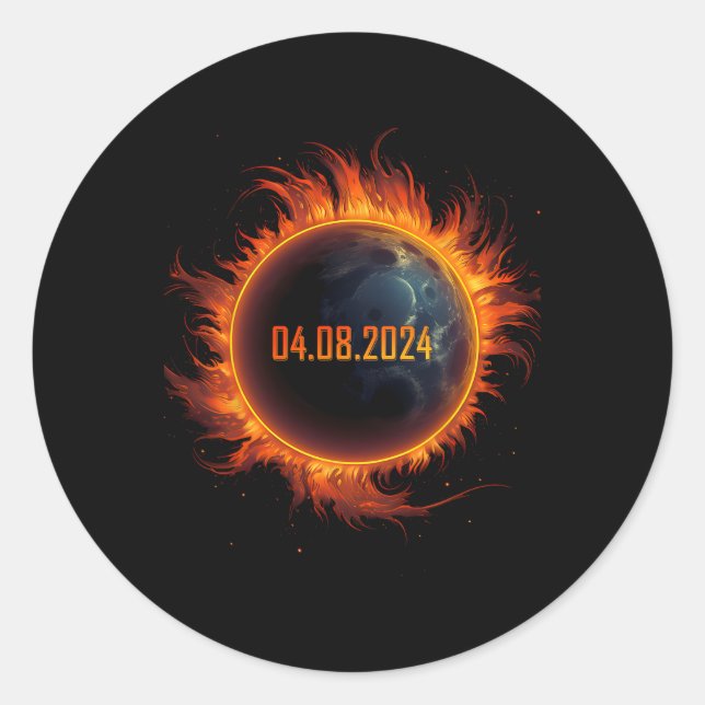 Sticker Rond Éclipse solaire 2024 Total Éclipse solaire (Devant)
