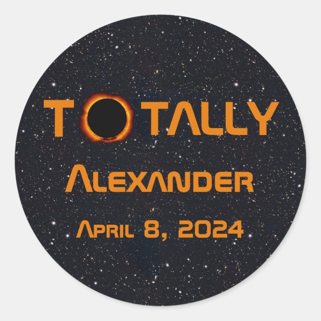 Sticker Rond Éclipse Solaire 2024 Totalement Personnelle (Devant)