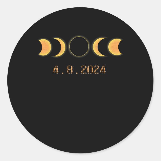 Sticker Rond Éclipse solaire 2024 Totalité 8 avril (Devant)