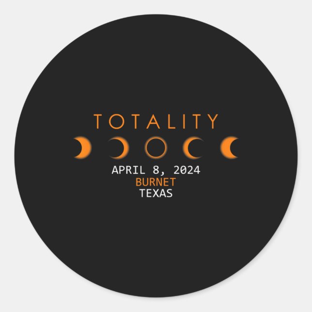 Sticker Rond Éclipse solaire 2024 Totalité 8 avril (Devant)