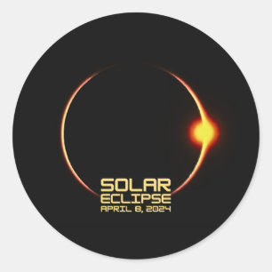 Sticker Rond Éclipse solaire 8 avril 2024