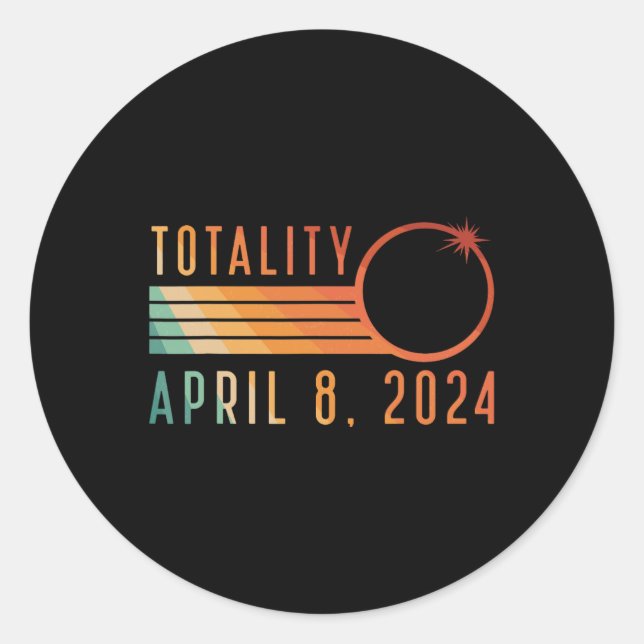 Sticker Rond Éclipse solaire 8 avril 2024 Totalité Éclipse sola (Devant)