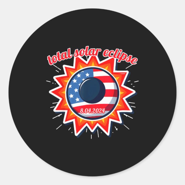 Sticker Rond éclipse solaire Amérique texas 4.8.24 totale Améri (Devant)