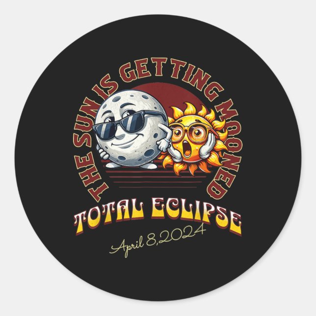 Sticker Rond Éclipse Solaire Avril 2024 Le Soleil Se Développe (Devant)