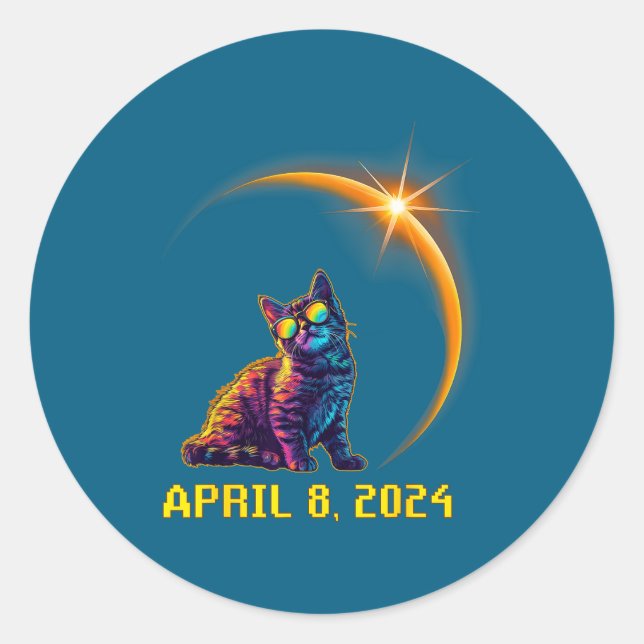 Sticker Rond Éclipse solaire Chat Éclipse solaire (Devant)