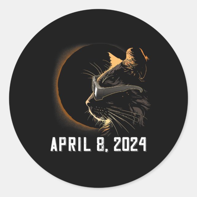Sticker Rond Éclipse Solaire Chat Éclipse Solaire Chat (Devant)