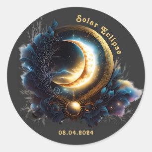 Sticker Rond Eclipse solaire Conception d'astronomie Vintage so