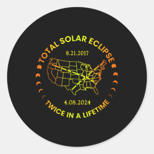 Sticker Rond Éclipse Solaire Deux Fois Au Cours De La Vie 2024 