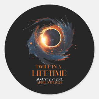 Sticker Rond Éclipse Solaire Deux Fois Au Cours De La Vie 2024